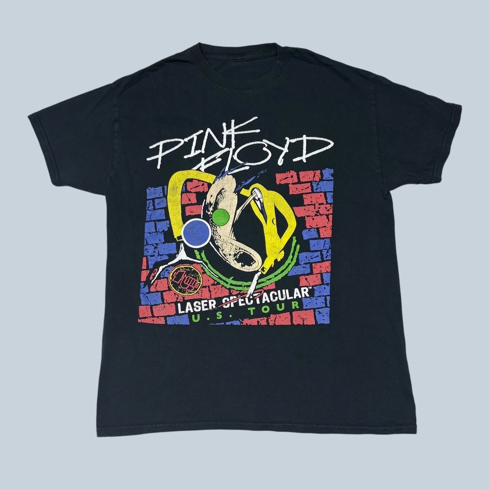 Pink Floyd Laser Spectacular US Tour Black Graphic T-Shirt Mens XL The Wall Rock
